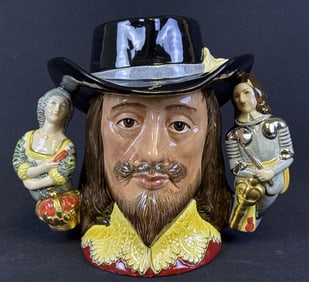 Royal Doulton Ceramic Mug D6917 King Charles I 7 inches tall by 9 inches wide. Free from damage.