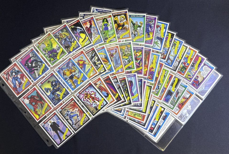 1990 Marvel Comics Trading Cards Complete Base Set & 4 Hologram cards. By Impel. In binder pages. (1 of 7)