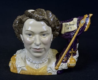 Royal Doulton Ceramic Mug Elizabeth II Coronation D7168 263/1000. Free from damage. 6 x 4.5 inches.
