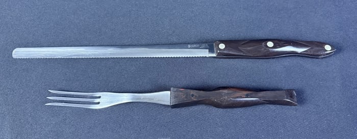 Cutco Carving Knife & Fork 1724 1726 Knife measures 15.25 inches. Fork 11 inches. Signs of use
