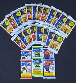 1990 Marvel Universe Trading Cards Sealed Packs 26 packs total. 20 series 1, 6 series 2. Includes