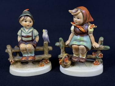Hummel Figurines Wayside Harmony Just Resting 111 stands 3.75 inches tall. and 112 stands 4 inches