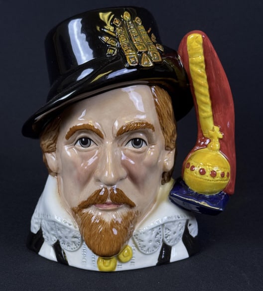 Royal Doulton Ceramic Mug D7282 King James I 852/1000. 6.5 inches tall by 6 inches wide. Free from (1 of 6)