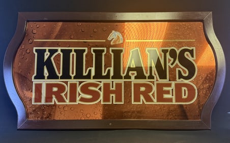Killians Irish Red Beer Large Sign Mirror 46 inches wide by 25 inches tall. Screw holes top and