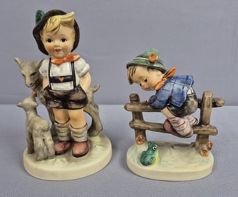 Goebel Hummel Figurines Little Goat Herder 200 & Retreat to Safety 201