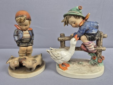 Goebel Hummel Figurines Barnyard Hero 195 & Farm Boy 66