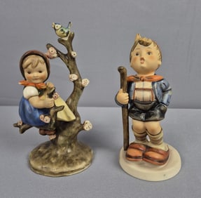 Goebel Hummel Figurines Apple Tree Girl 141 & Little Hiker