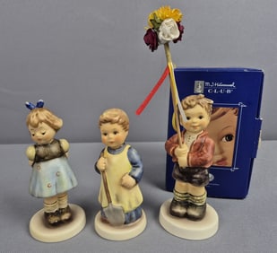Goebel Hummel Figurines Spring Gifts 2273 In Box Garden Treasures 727 & Two Hands One Treat 493