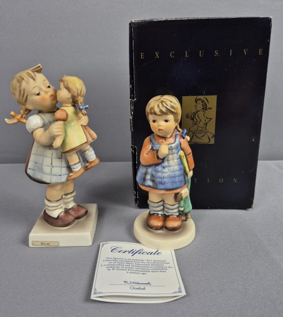 Goebel Hummel Figurines I Wonder 486 with Box & Kiss Me 311 (1 of 13)