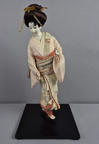 Vintage Japanese Geisha Doll Statue 18 inches tall. Broken finger. Please see images for details
