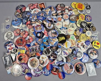 Large Assorted Lot of Political Pinback Buttons Clinton & Obama