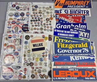 Mixed Lot Political Pinback Buttons & Bumper Stickers