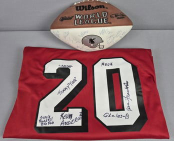 Autographed Wilson World League & NFL Lewis #20 Jersey