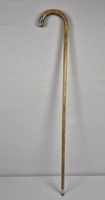 Vintage Wooden Walking Stick Cane 36 inches tall. Marked MF & CO on silver near the bottom. Please