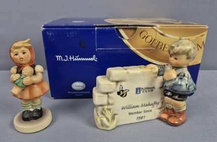 Goebel Hummel Figurines Display Placque 828 with Box & Girl With Doll 239B
