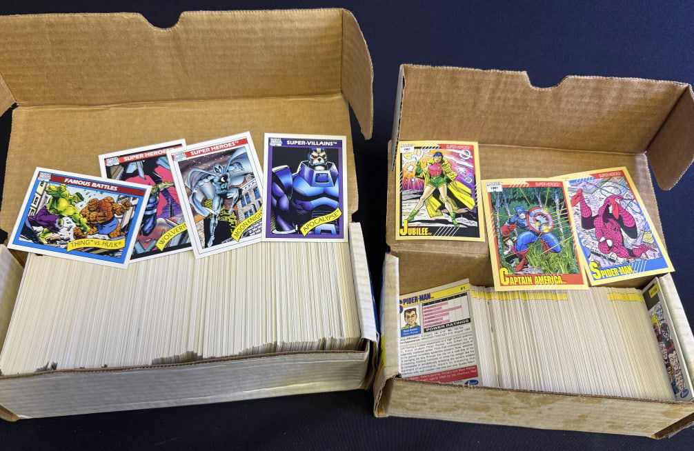 Marvel Universe Trading Cards 1990-91 Sets not inspected or inventoried. 10 x 6 x 4 inches total lot (1 of 3)