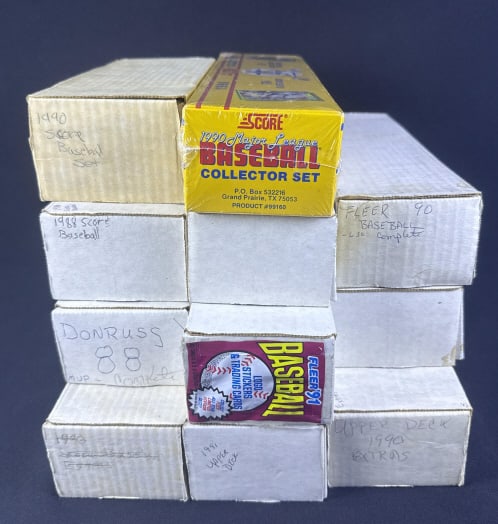 Baseball Card Collection 1988-91 11 boxes. Sets include 1988 Score and Donruss, 1989 Donruss, 1990 (1 of 3)