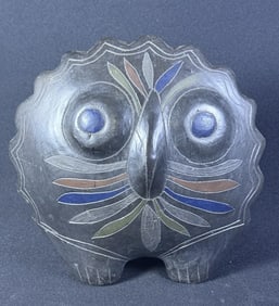 Vintage Mexican Ceramic Pottery Owl 8.25 inches tall, 8.5 inches wide 4 inches deep. Unsigned. Signs