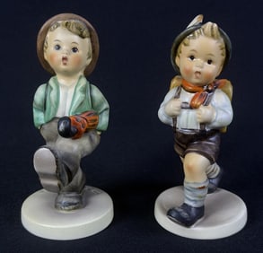 Hummel Figurines Happy Traveler & School Boy Happy Traveler #109 stands 5 inches tall. School Boy