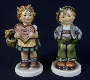 Hummel Figurines Valentine Gift & Hello World #387 Valentine Gift stands 5.5 inches tall. #429 Hello