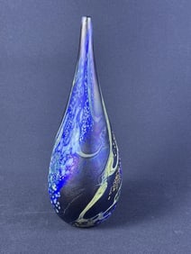 Blue Art Glass Tear Drop Paperweight Sculpture 11.5 x 5.5 x 4 inches. Unsigned. Please see photos