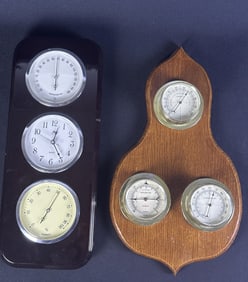 2 Wall Barometer Weather Stations Untested. Barometer cracked on one. 17 x 16 x 3 total lot size.