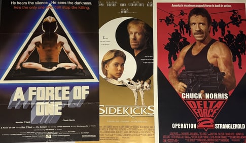 3 Chuck Norris One Sheet Movie Posters Single sided. 27 x 40 27 x 41 inches. From closed movie