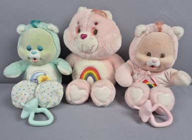 Vintage Care Bears Cheer Bear & Bedtime Bear Larger one measures 12 inches tall. Smaller ones are 10