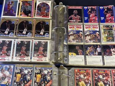 Basketball Football Card Collection Binders 6 x 12 x 11.5 inches. Mostly early 1990s. Multiple