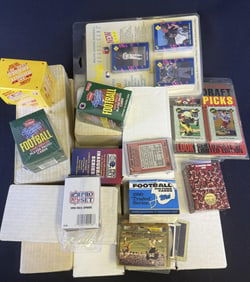 Mixed Mystery Lot Sports Trading Cards early 90s Uninspected. Total lot measures approximately 17 x