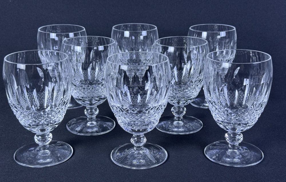 8 pc Waterford Crystal Goblets 5.25 x 3 inches each. Free from damage.: 5.25 x 3 inches each. Free from damage.