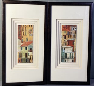 Cityscape Prints Set of Two Two prints of buildings overlapping one another. Both are unsigned.