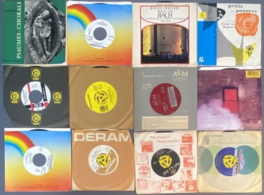 Vinyl 45 Singles Set of Twelve 12 vinyl singles including classical music, Spanish, New Edition,