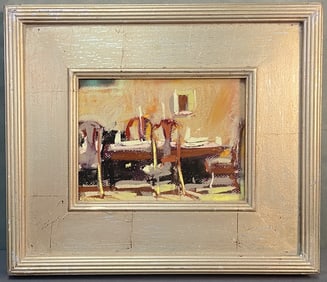 Jody Depew Mcleane Oil Painting Oil painting of table and chairs similar to the art of Jody DePew