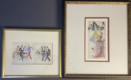 1930's Serge Ivanoff Art Prints Two art prints of dancing couples by Serge Ivanoff. Artwork with