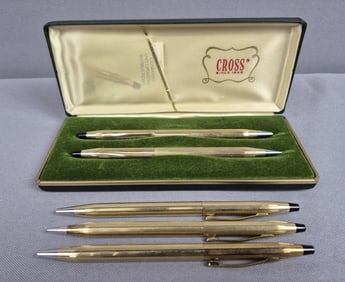 5 Gold Filled Cross Ball Point Pens & Pencils Please see images for details regarding the condition.