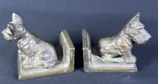 Vintage Bronze Scottie Dogs Bookends 3 x 4 x 4 inches each