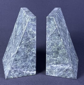Green Marble Bookends 6 inches tall. 4 x 3 inch width. Free from damage.