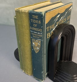 Antique & Vintage Green Covered Books Set of 3 The Tides of Barnegat by F Hopkinson Smith. Published