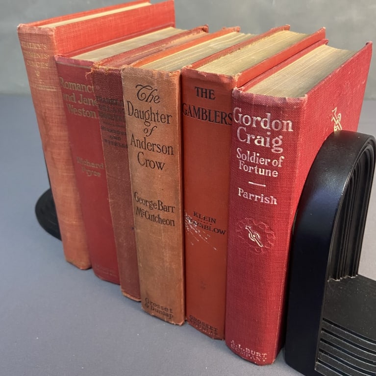 Red Covered Vintage & Antique Books Set of 6 From Boyhood to President with Franklin Delano: From Boyhood to President with Franklin Delano Roosevelt by Nisenson & Vitelli. Published by World Syndicate Publishing, 1934. The Novels of Richard Pryce published by Houghton Mifflin, 1924. Stalky's