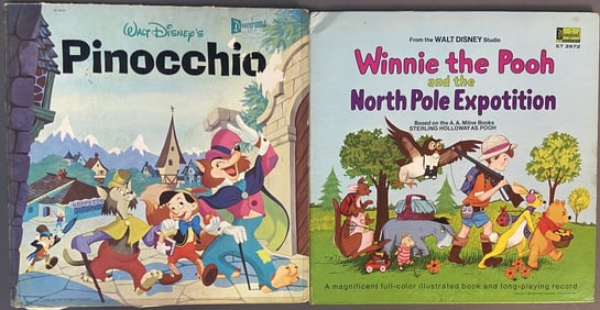 Disney Vinyl Records Pinocchio & Winnie the Pooh Winnie the Pooh and the North Pole Expotition.