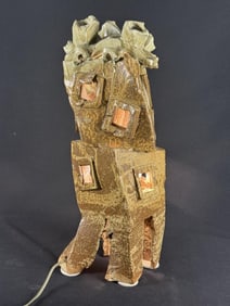 Ceramic Abstract Art Lamp Unknown maker. Measures 19 inches tall by 6 inches wide.