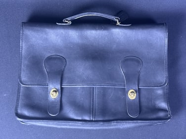 Coach Messenger Bag Briefcase Black leather coach bag measures approximately 16 x 10 x 1.5 inches.