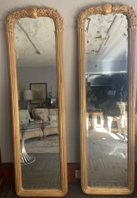 Two Large Art Deco Hollywood Regency Mirrors Gold carved wood large mirrors in the 1980's Hollywood