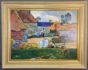 Paul Gaugin Giclee Farm at Pouldu Hand enhanced limited edition of Paul Gaugin's Farm at Pouldu,
