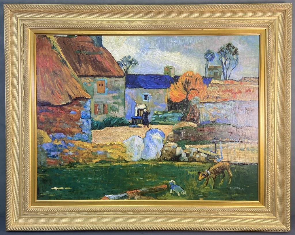 Paul Gaugin Giclee Farm at Pouldu Hand enhanced limited edition of Paul Gaugin's Farm at Pouldu, (1 of 9)