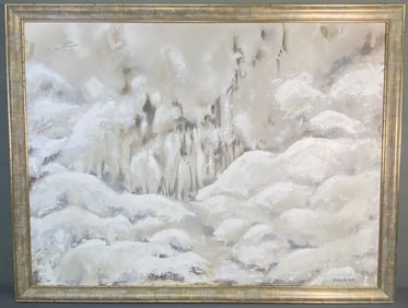 Original Snowscape Oil Painting Signed DE Smith Large original oil painting featuring a landscape
