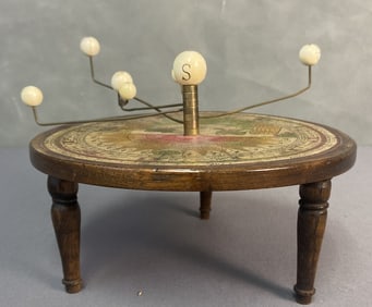 Antique French Orrery Hurlimann & Berthelemy Antique orrery planetarium on small wooden stand,