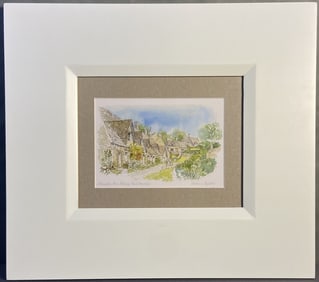 Graham Byfield Arlington Row Watercolor Print Art print of Arlington Road, Bibury by Graham Byfield,