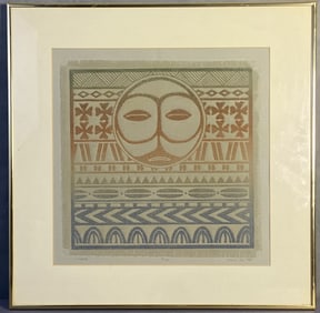 Marie Lim Embossed Art on Fabric Signed Kibore by Marie Lim in mat and frame. Signed by the artist